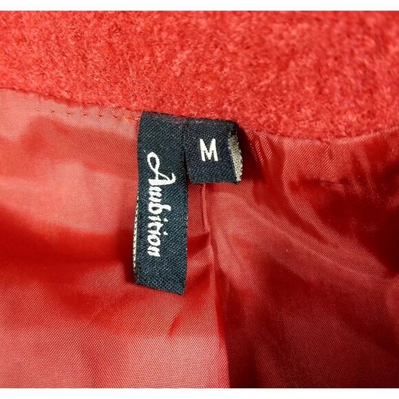 Ambition Rust Orange Reddish Orange Wool Blend Floral Button Jacket Sz M Granny - Picture 7 of 7